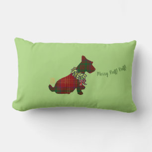 Merry Ruff! Ruff! Wee Scottie Dog 13" x 21"  Lumbar Pillow