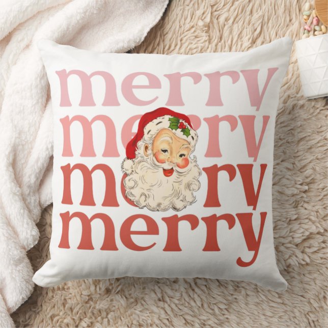 Merry santa christmas throw pillow (Blanket)