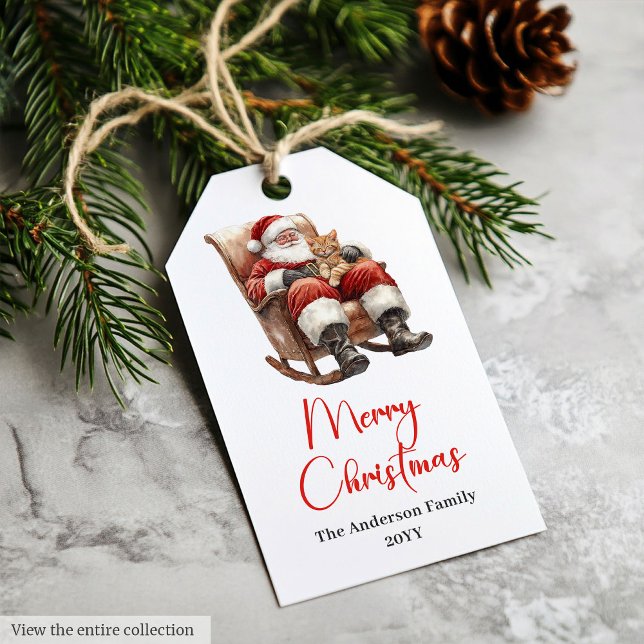 Merry Santa Claus Custom Name Editable Gift Tag (Merry Santa Claus Custom Name Editable Gift Tag)