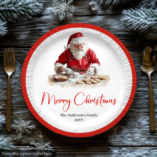 Merry Santa Claus Rustic Custom Name Editable  Paper Plates