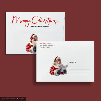 Merry Santa Claus Rustic Custom Name Editable Xmas Envelope