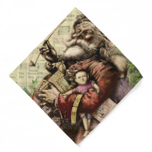 Merry Santa Claus Tree Classic Illustration Bandana