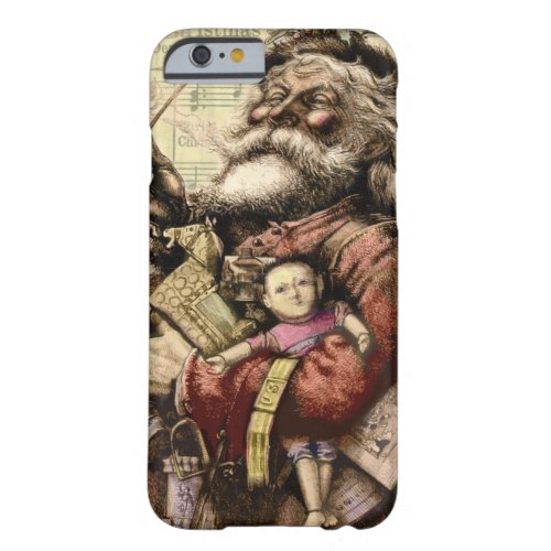 Merry Santa Claus Tree Classic Illustration Barely There iPhone 6 Case