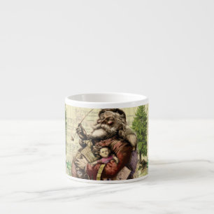 Merry Santa Claus Tree Classic Illustration Espresso Cup
