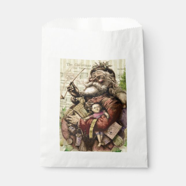 Merry Santa Claus Tree Classic Illustration Favor Bag (Front)
