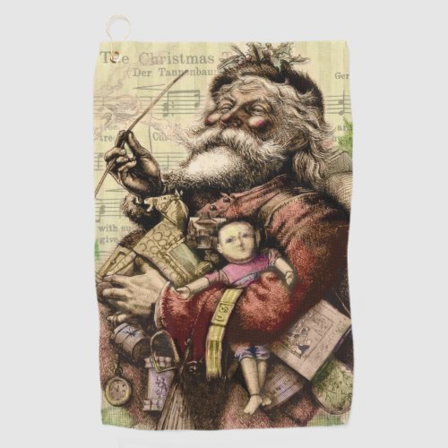 Merry Santa Claus Tree Classic Illustration Golf Towel