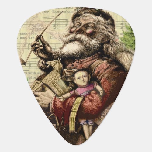 Merry Santa Claus Tree Classic Illustration Guitar Pick