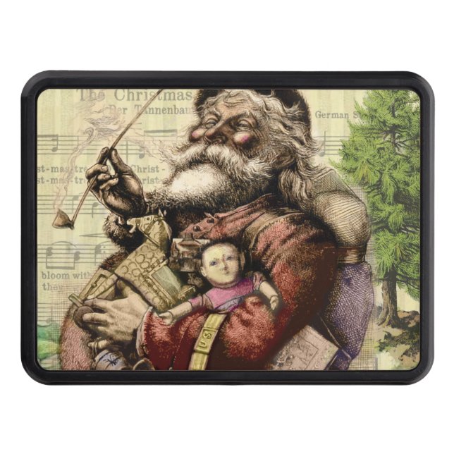 Merry Santa Claus Tree Classic Illustration Hitch Cover (Front)