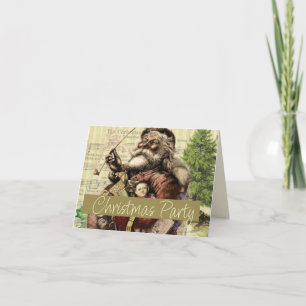 Merry Santa Claus Tree Classic Illustration Invitation