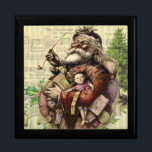 Merry Santa Claus Tree Classic Illustration Keepsake Box<br><div class="desc">This image is based on the classic Thomas Nast illustration "Merry Old Santa Claus" from the late 1800s. Santa is looking very happy,  arms full of Christmas toys,  and a Christmas tree is in the background.  The Christmas Tree song is playing as well.</div>