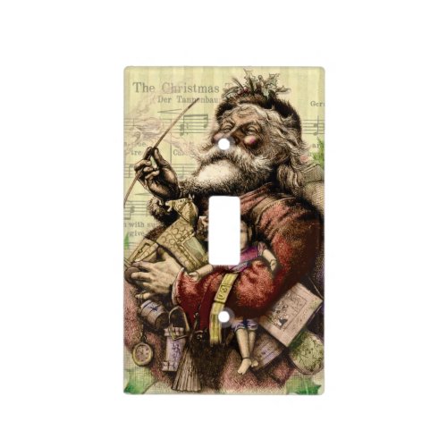 Merry Santa Claus Tree Classic Illustration Light Switch Cover