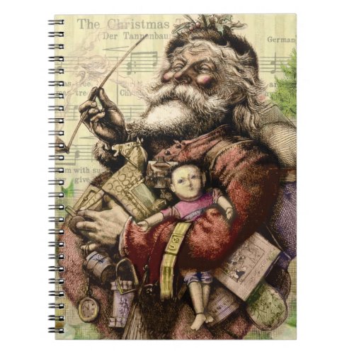 Merry Santa Claus Tree Classic Illustration Notebook
