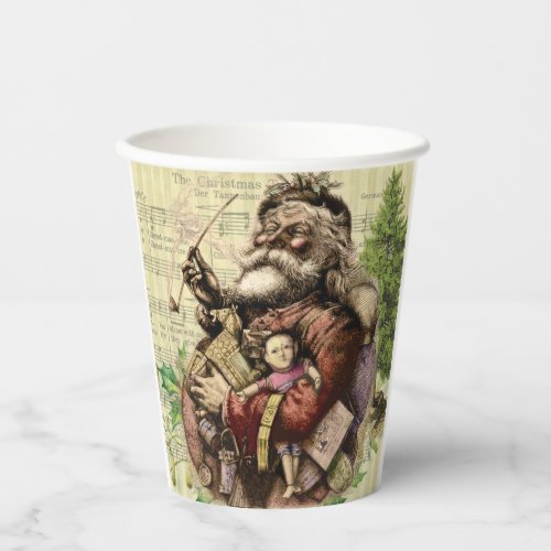 Merry Santa Claus Tree Classic Illustration Paper Cups