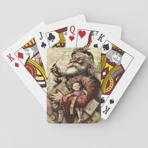 Merry Santa Claus Tree Classic Illustration Poker Cards