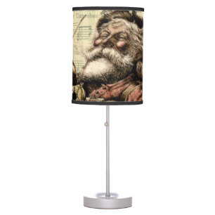 Merry Santa Claus Tree Classic Illustration Table Lamp
