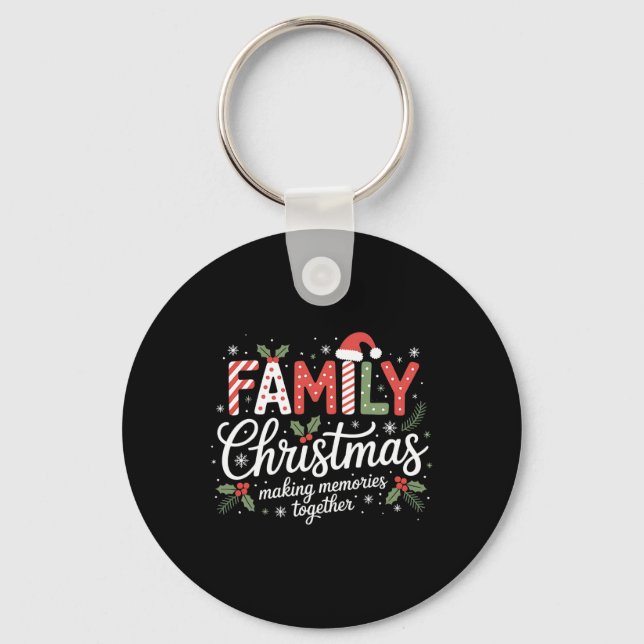 Merry Santa Hat Family Christmas Matching Xmas Out Keychain (Front)