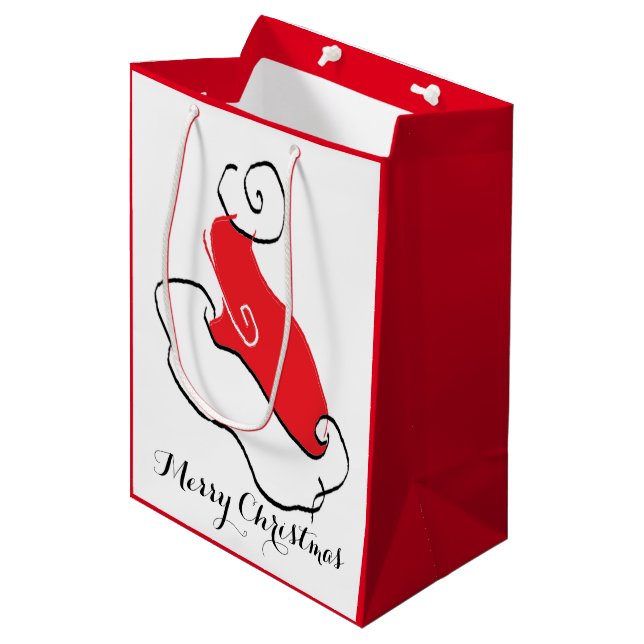 Merry Santa Hat Medium Gift Bag (Front Angled)