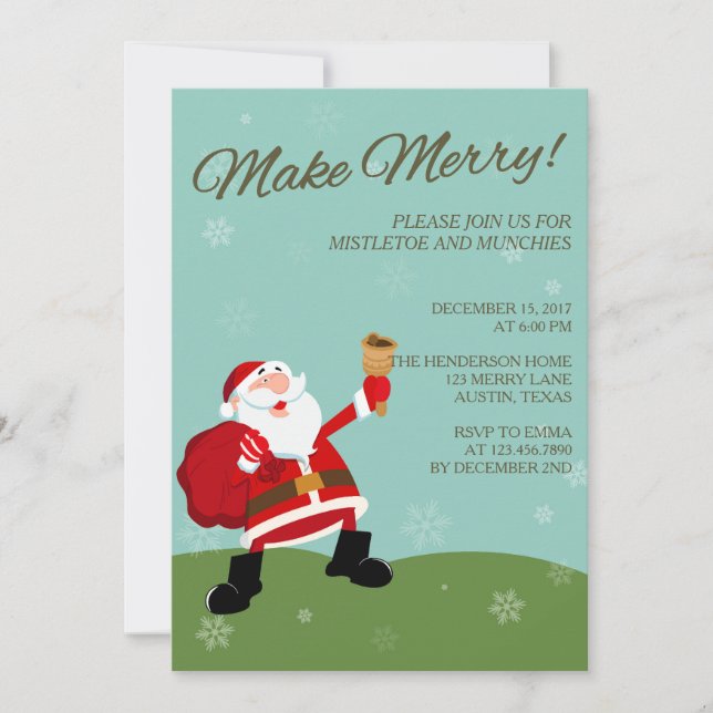 Merry Santa Holiday Party Invitation (Front)