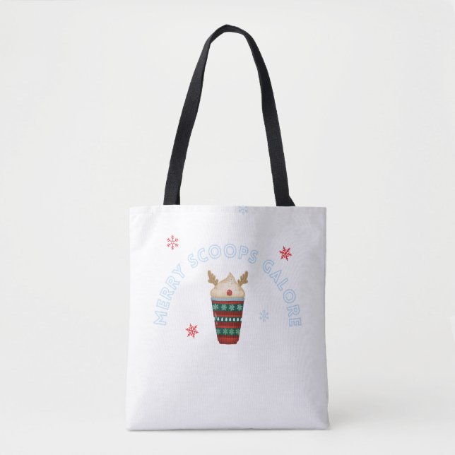 Merry Scoops Galore Christmas ice Cream Tote Bag (Front)