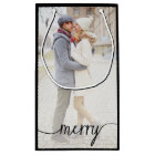 Merry Script Custom Photo Gift Bag / Black