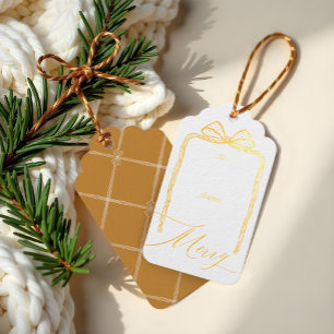 Merry Script Elegant Chic Christmas Bow To & From Foil Gift Tags