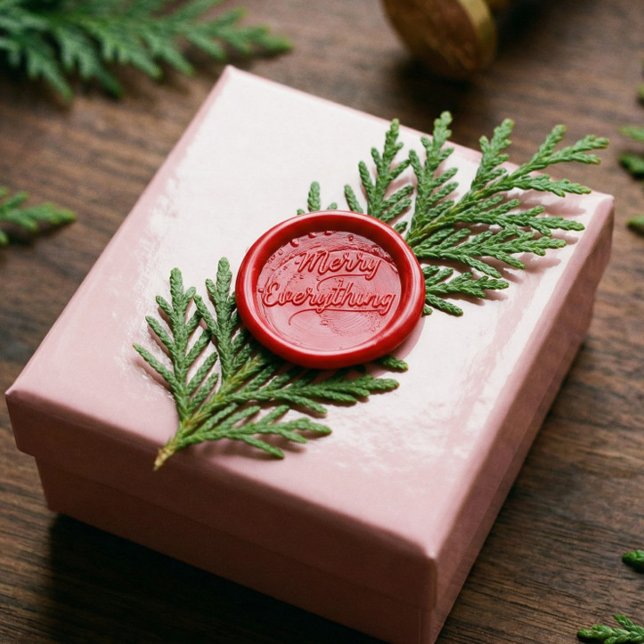 Merry Script Everything Christmas Holiday Elegant  Wax Seal Sticker (Merry Script Everything Christmas Holiday Elegant Wax Seal Sticker)