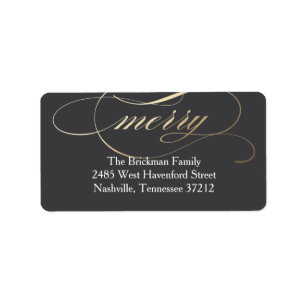 Merry Script Faux Foil Address Label
