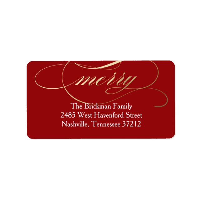 Merry Script Faux Foil Return Address Label (Front)