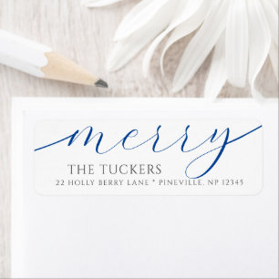 MERRY Script Festive Christmas Return Address Label