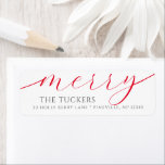 MERRY Script Festive Christmas Return Address Label<br><div class="desc">This simple design features the festive greeting "merry" in a pretty script font. Click the customize button for more flexibility in modifying/adding text/photos and design elements! Variations of this design as well as coordinating products are available in our shop, zazzle.com/store/doodlelulu. Contact us if you need this design applied to a...</div>