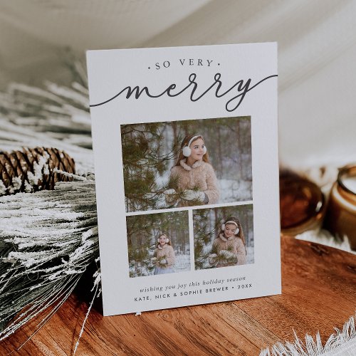 Merry Script  Holiday Photo Collage Card