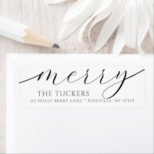 MERRY Script Modern Christmas Return Address Label