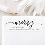 MERRY Script Simple Christmas Return Address Label<br><div class="desc">This simple design features the festive greeting "merry." Click the customize button for more flexibility in modifying/adding text/photos and design elements! Variations of this design as well as coordinating products are available in our shop, zazzle.com/store/doodlelulu. Contact us if you need this design applied to a specific product to create your...</div>