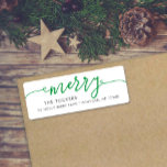 MERRY Script Simple Green Christmas Return Address Label<br><div class="desc">This simple design features the festive greeting "merry." Click the customize button for more flexibility in modifying/adding text/photos and design elements! Variations of this design as well as coordinating products are available in our shop, zazzle.com/store/doodlelulu. Contact us if you need this design applied to a specific product to create your...</div>