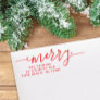 MERRY Script Simple Red Christmas Return Address Self-inking Stamp