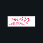 MERRY Script Simple Red Christmas Return Address Self-inking Stamp<br><div class="desc">This simple design features the festive greeting "merry." Click the customize button for more flexibility in modifying/adding text/photos and design elements! Variations of this design as well as coordinating products are available in our shop, zazzle.com/store/doodlelulu. Contact us if you need this design applied to a specific product to create your...</div>