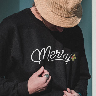 Merry Script Typography Minimalist Christmas Sweatshirt