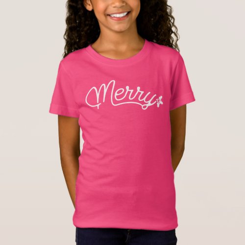 Merry Script Typography Minimalist Christmas  T_Shirt