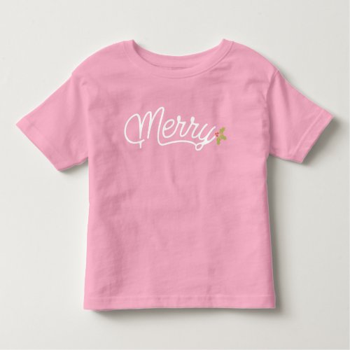 Merry Script Typography Minimalist Christmas  Toddler T_shirt