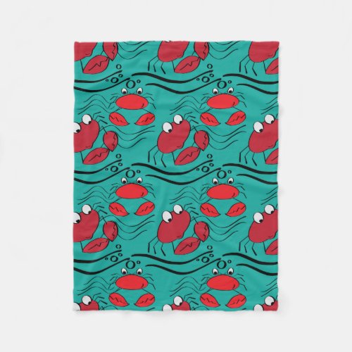 Merry Seaside Crabs on The Beach Fleece Blanket