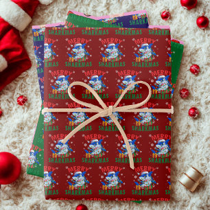 Merry Sharkmas Santa Shark Lover Christmas Wrapping Paper Sheets