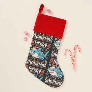 Merry Sharkmas Shark Christmas Ugly Xmas Lights Stocking