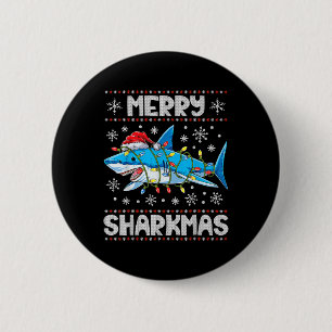 Merry Sharkmas Shark Santa Ugly Christmas Lights B Button