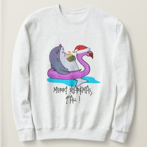 Merry Sharkmas Yall Shark Gifts Funny Christmas Sweatshirt
