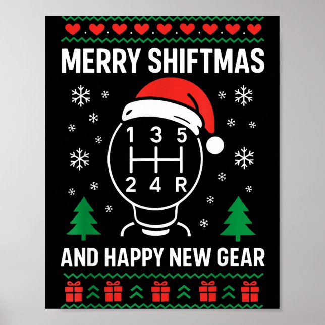 Merry Shiftmas And Happy New Manual Driver Christm Poster (Front)