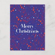 Merry Shinny Elegant Royal Blue Christmas Card