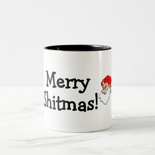 Merry Shitmas Santa Two-Tone Coffee Mug (Center)