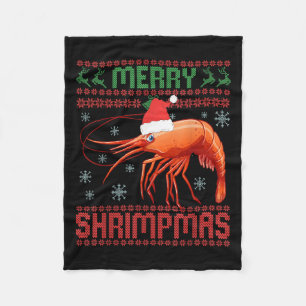 Merry Shrimpmas Funny Shrimp Ugly Christmas Sweate Fleece Blanket