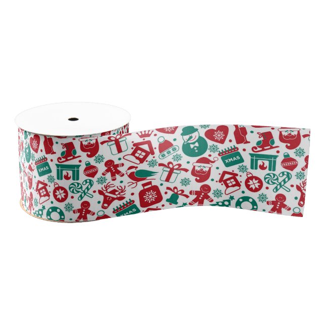 Merry Silhouette Collage Christmas Ribbon (Spool)