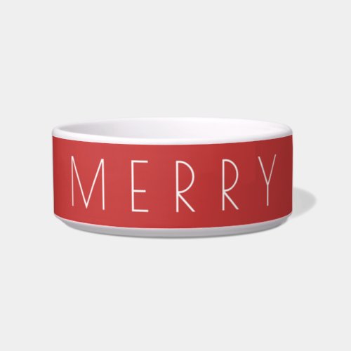 Merry Simple Red Minimalist Holiday Pet Bowl
